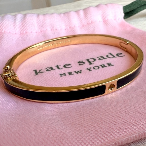 Kate Spade Set of 3 Bangles Bracelets Gold Tone with Dust Bag - Picture 10 of 16
